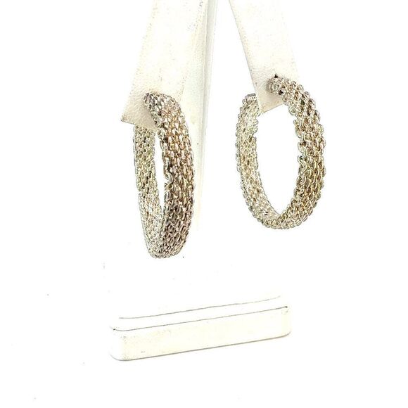 Tiffany & Co Somerset Hoop Earrings 1.75" Sterling Silver Estate TIF928 - Picture 3 of 6